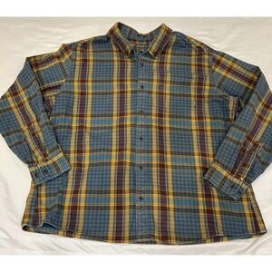 Eddie Bauer Men's‎ 2XL Flannel Shirt Long Sleeve Button-Up Multi Color Cotton